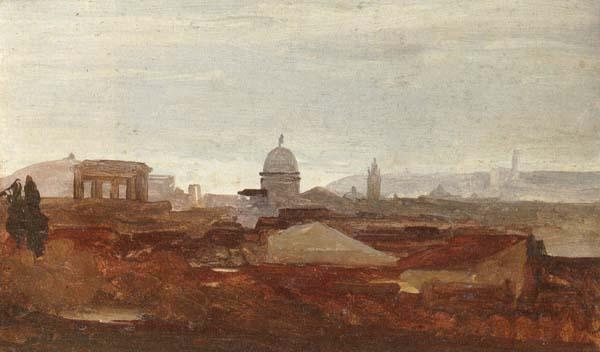 unknow artist a view overlooking a city,roman ruins and a cupola visible on the horizon France oil painting art